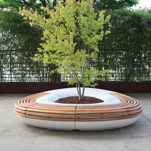 Decoración de Interior de calle al aire libre, muebles urbanos, Salón paramétrico, Banco de árbol redondo de madera con plantas - Product Image 1