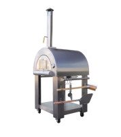 Four à pizza extérieur commercial au bois en acier inoxydable, autoportant, avec cheminée pour restaurant