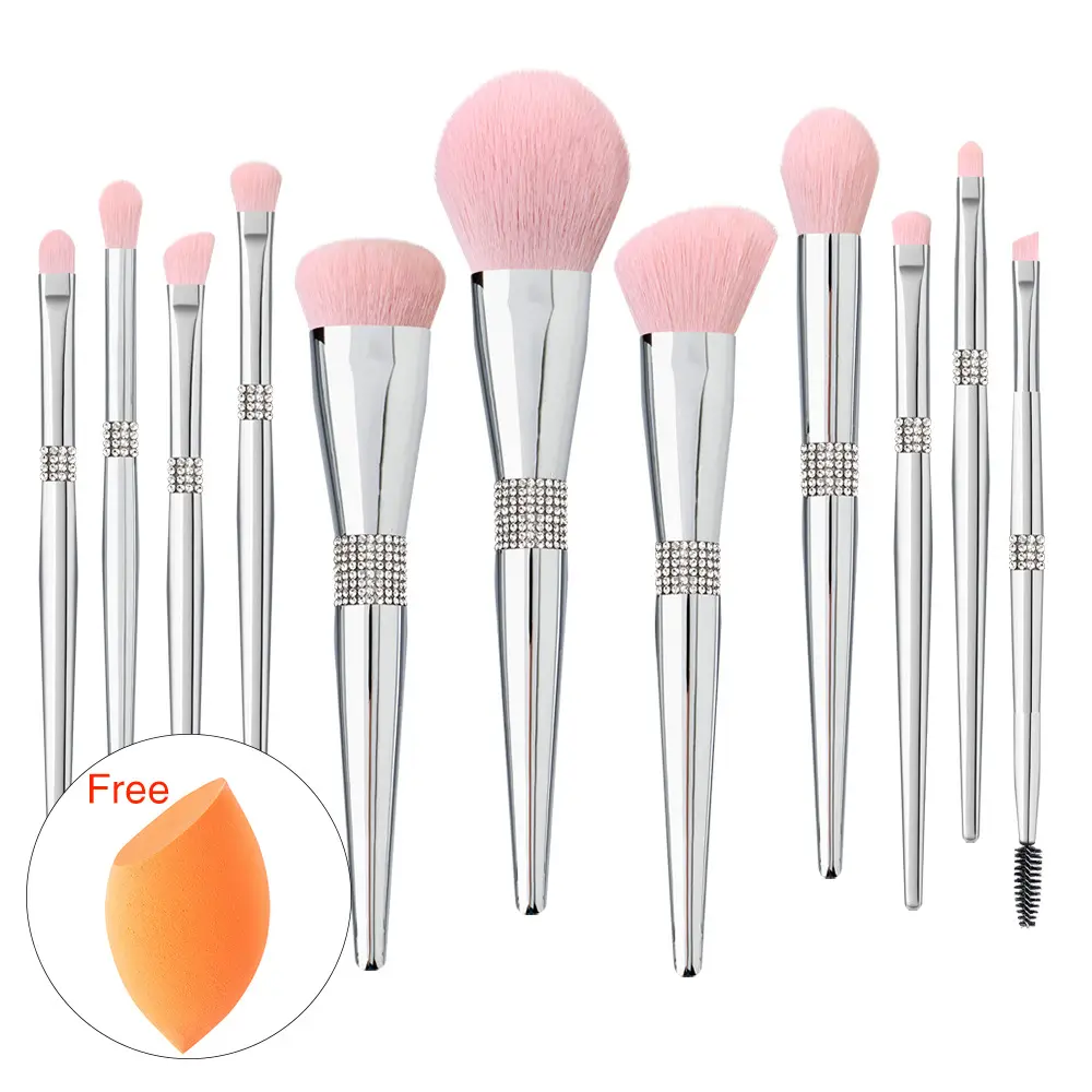11 silver bright Queen's senior makeup brush set, soft hay eye shadow, makeup artist's complete set of tools.