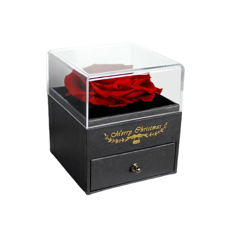יצרנים פופולרי חדש עלה אריזת מתנה אלמוות פרח חתונת האהבה של אמא יום שרשרת טבעת קופסא תכשיטי מתנה
