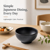 Bol japonais en mélamine noire durable 250 ml, incassable, en résine de qualité alimentaire, pour riz et soupes, idéal pour restaurants et hôtels