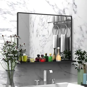 Yatak odası için depolama tutucu siyah ile 40*24 inç banyo duvar aynası