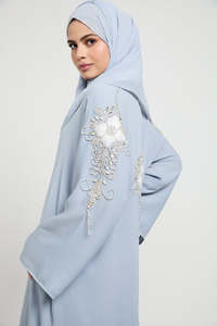 Abaya de Mujer Personalizada ODM de Alta Calidad, Elegante, con Cuentas y Cristales, Informal, Larga hasta el Suelo, para Eid - Product Image 3