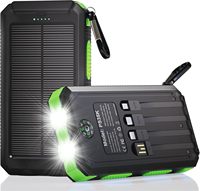 Chargeur solaire Power Bank 20 000 mAh portable, 4 câbles, 3 ports, charge rapide USB-C, double lampe torche, camping
