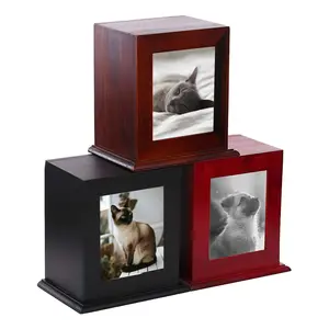 Coffret féerique en bois pour Urn, mignon, avec cadre à photo, fournitures chats et chiens, cercueil, boîte, commémoratifs pour animaux de compagnie, 2022