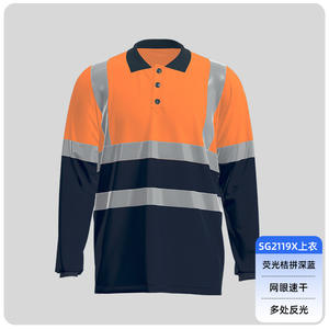 Bandes réfléchissantes respirantes légères et personnalisables <span class=keywords><strong>Polo</strong></span> d'été à manches longues à séchage rapide pour les vêtements de travail d'atelier de mécanique - Product Image 4