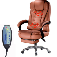 Chaise de bureau de direction pivotante en cuir de luxe Chaise de bureau de massage ergonomique avec repose-pieds