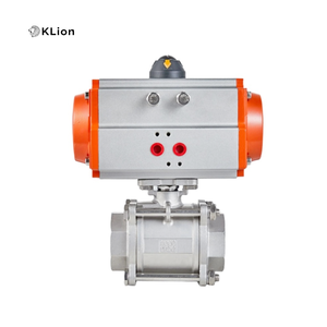 Válvula de bola neumática de doble acción KLION ANSI/ISO/CE de temperatura normal, forjada en acero inoxidable 304/316, roscada, para agua, OEM KZPBT316025A 1.Zero-l - Product Image 1