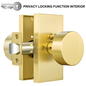YoukeyHomi Hot Selling Anti-Theft Durable Zinc Keyless Privacy Bathroom Bedroom Classical Rectangular <strong>Door</strong> <strong>Knob</strong> Handle Lock - Product Image 2