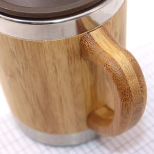 EW-taza aislante de madera de bambú de acero inoxidable, vaso de agua de una sola capa con asa y tapa, <span class=keywords><strong>2023</strong></span> N - Product Image 3