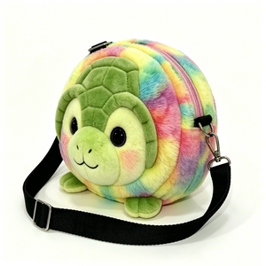 Sac à bandoulière en peluche personnalisé, mignon, rond, en forme de tête de tortue 3D, sac à bandoulière en peluche sur le thème des tortues marines - Product Image 3
