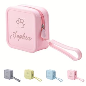 Bolsa de Cosméticos Cuadrada de Silicona con Nombre Grabado con Láser, Color Sólido, Impermeable, Organizador de Artículos de Aseo para Viajes y Playa - Product Image 2