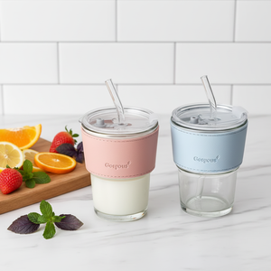 ถ้วยน้ำแก้วใสสำหรับชาชงเย็น - Product Image 1