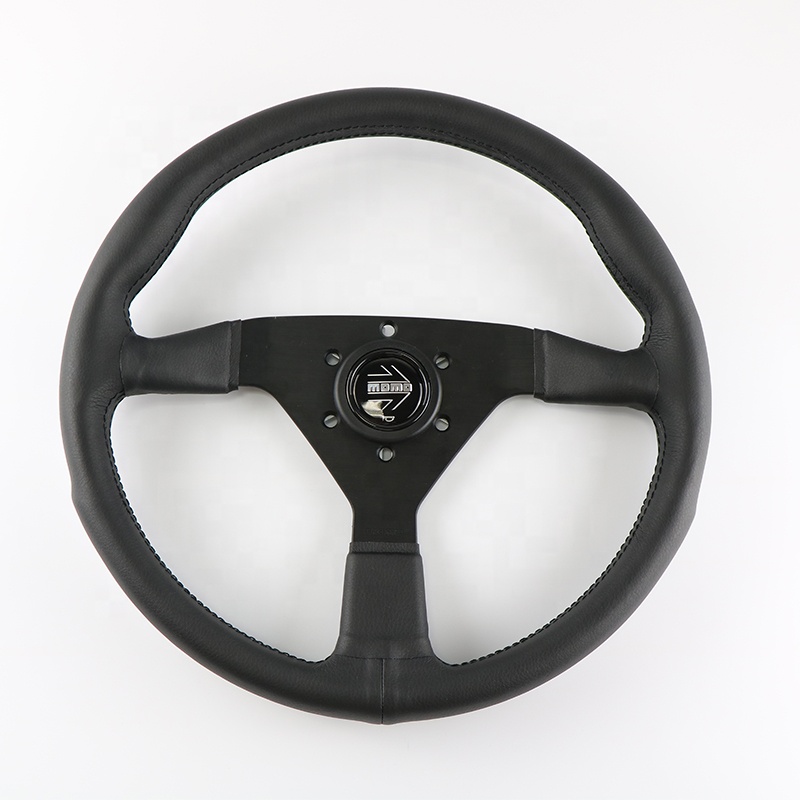 Momo Steering Wheel - 14 Inch Leather Racing Design