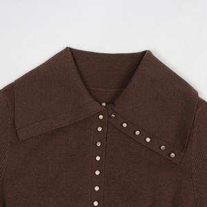 Blusa Elegante de Manga Larga con Botones, Control de Abdomen, Cuello Solapa, Cintura Ajustada, Línea A, Poliéster/Nailon para Mujer - Product Image 4