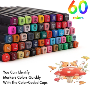 Marcadores Artísticos Permanentes a Base de Alcohol (Plástico) con 60/80 Colores Vibrantes y Doble Punta para Dibujar y Bocetar - Product Image 2