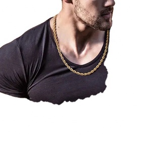 Collar de Cadena de Eslabones Trenzados Unisex Personalizado en Oferta, Acero Inoxidable, Chapado en Oro de 18K, Joyería Clásica de Moda - Product Image 6