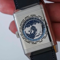 Montre de sport rectangulaire réversible pour homme, 20 mm, analogique, dégradé, heure mondiale, date, mouvement mécanique, acier inoxydable, saphir
