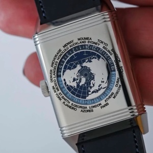 Reloj Rectangular Reversible para Hombre con Esfera Degradada, Función de Hora Mundial, Visualización de Fecha y Correa de Cuero Europeo Genuino - Product Image 3