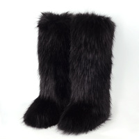 Bottes de neige pour femmes en fausse fourrure longue et moelleuse, plateforme mi-mollet, semelle EVA antidérapante, respirante, design personnalisable, automne-hiver