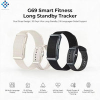Bracelet intelligent sans écran G69, étanche IP68, moniteur de fréquence cardiaque, réveil, longue durée de vie de la batterie - Application Qwatch Pro