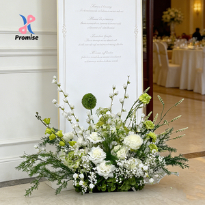 Arreglo Floral Artificial de Seda Blanca y Verde, Centro de Mesa Floral con Soporte para Decoración de Eventos, Bodas y Regreso a Clases - Product Image 1