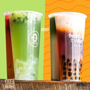 Tasses à partager en plastique jetables fendues de 24oz boisson congelée deux en un tasse de jumeaux, gobelet à boire de thé à bulles avec couvercle paille - Product Image 2