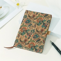 Bloc-notes A5 en liège à motif de fleurs vintage Souvenirs de voyage Cadeau à face unique compatible avec l'impression numérique enduite