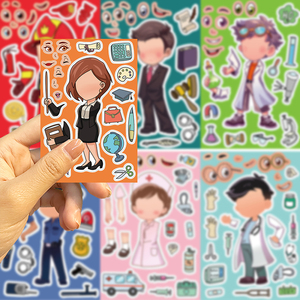 Jouets de puzzle, <span class=keywords><strong>autocollants</strong></span> promotionnels de dessins animés professionnels, médecins, infirmières, <span class=keywords><strong>pompiers</strong></span>, bricolage, déguisements, jeu pour enfants - Product Image 5