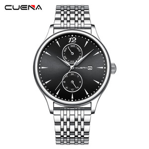 Montre <span class=keywords><strong>CUENA</strong></span> pour homme, mode, affaires, or rose, acier inoxydable, montres-bracelets à quartz, mouvement étanche, date, horloge, cadeau d'anniversaire - Product Image 3