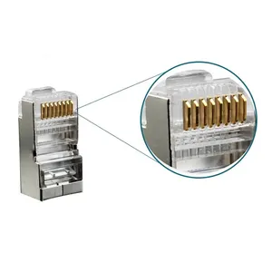 Kabel Plug berlapis emas RJ45 kepala kristal UTP/FTP untuk sistem kabel jaringan