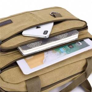 Bolsa de Hombro de Lona de Alta Calidad, Bolsa Pequeña para Herramientas, con Múltiples Bolsillos, Color Caqui, Bandolera para Hombre - Product Image 5