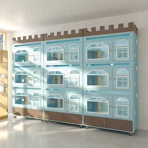 Solid <strong>Wood</strong> &amp; Glass Cat Shelter Villa Breathable Pet <strong>House</strong> - Product Image 4