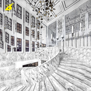 Lustre en grappe de pétales dorés - Hall d'hôtel de luxe/Grand couloir Éclairage d'ambiance opulent - Product Image 5