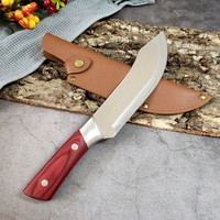 Couteau à désosser de boucher en acier inoxydable à prix d'usine, couteau à fendre avec manche en acajou et étui en cuir