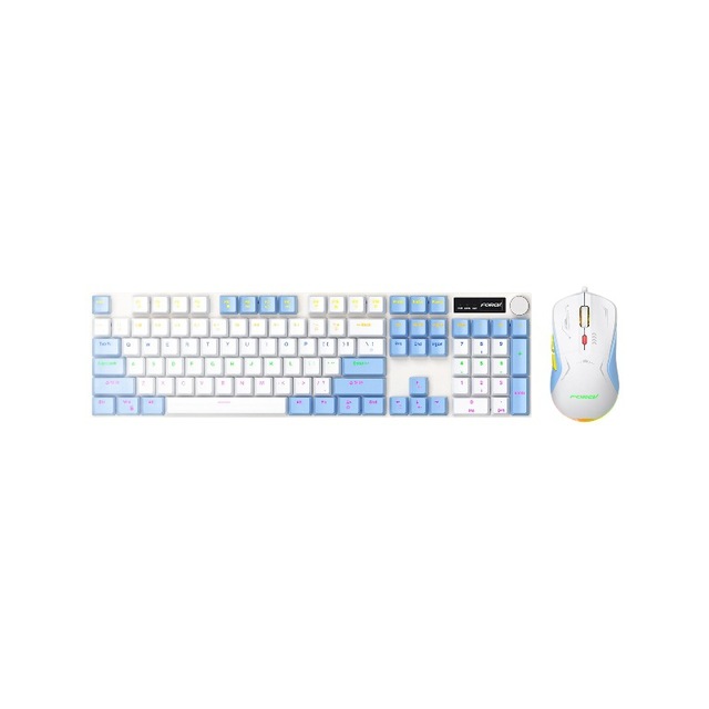 Mechanical Keyboard FVQ600 Esports Gaming Rainbow-Backlit 104-Key Wired USB Keyboard and Mouse Set with 3200 DPI for Laptops