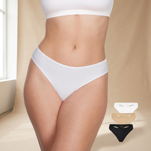 Culotte string sans couture en coton biologique pour femme, respirante, tricotée, ultra-fine, taille basse, couleur unie, douce et légère - Product Image 4