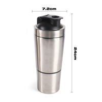 JWH RTS JWH Produit d'expédition 500ml Bouteille shaker de protéines de gymnastique de voyage en acier inoxydable argenté avec compartiment de stockage de poudre