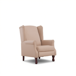 Poltrona Reclinabile con Schienale Alto in Tessuto Poliestere Crema, Struttura in Legno, Funzionamento Manuale, Stile Tradizionale per Soggiorno - Product Image 1