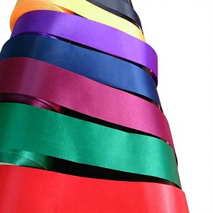 Rubans en satin personnalisés à une face, couleur unie, en polyester tissé, pour décorations artisanales, rouge, vert, violet, bleu, jaune, orange, noir - Product Image 1