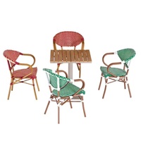Chaise de bistrot française en rotin PE tressé à la main, moderne et luxueuse, confortable, empilable, pour extérieur, jardin, café, salle à manger, patio, parc, ensemble de meubles