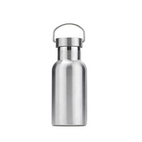 Botol minum stainless steel berdinding ganda 500ml dengan lapisan powder coating, vakum terisolasi, mulut lebar, tutup bambu, termos tumbler