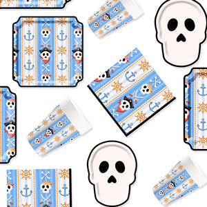 DAMAI Halloween Pirate Theme Tableware Set and Disposable Paper Dinner Plates Dessert Plates Tableware Sets - Product Image 2