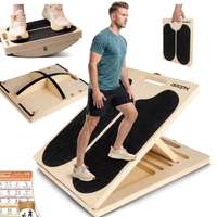 Tabla Inclinada Ajustable de Madera de Pino para Estiramiento de Pantorrillas, Antideslizante y Plegable para Gimnasio en Casa, Fisioterapia y Fitness