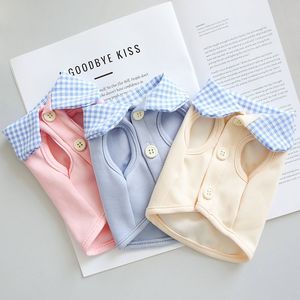 Cute Plaid Collar Vest For <b>Small</b> Dogs Pink Blue Yellow Polyester Pet Clothes Bichon Frise Pomeranian Dog Apparel - Product Image 1