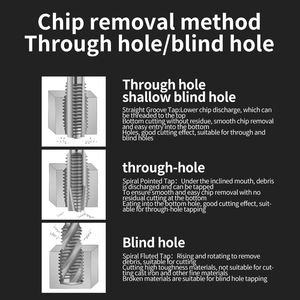 WALTETAP HSSE-M35 JIS Standard longue tige 100L tarauds à rainure droite M3 <span class=keywords><strong>M4</strong></span> M5 M6 M8 M10 M12 filetage vis taraud à main - Product Image 5