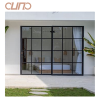 Puertas Corredizas OUNA NFRC de Doble Vidrio Templado, Silenciosas, con Sistema de Rejilla, para Exteriores e Interiores, Balcón, Patio, Puerta de Vidrio y Aluminio