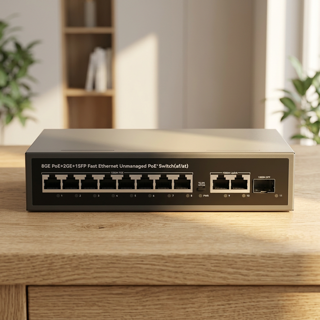 Wholesale Mini Gigabit Switch POE 1000Mbps Unmanaged Ethernet RJ45 8+2+1 Ports 22Gbps Capacity Full/Half-Duplex Video