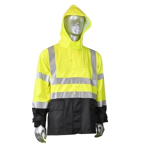 Hot Sale Polyester Outdoor Work Custom Men Security Hi Vis <strong>Yellow</strong> Reflective Safety High Visibility <strong>Waterproof</strong> Rain <strong>Jacket</strong> - Product Image 3