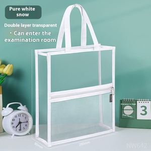 Double Zipper Waterproof Plastic <b>Document</b> <b>Bag</b> Portable Book Storage Living Room Single Tier - Product Image 6